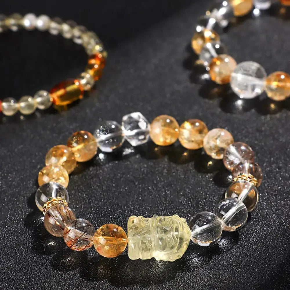 BWOOOH Natural Citrine Pearl Topaz White Crystal Protection Bracelet - BWOOOH - Bracelet