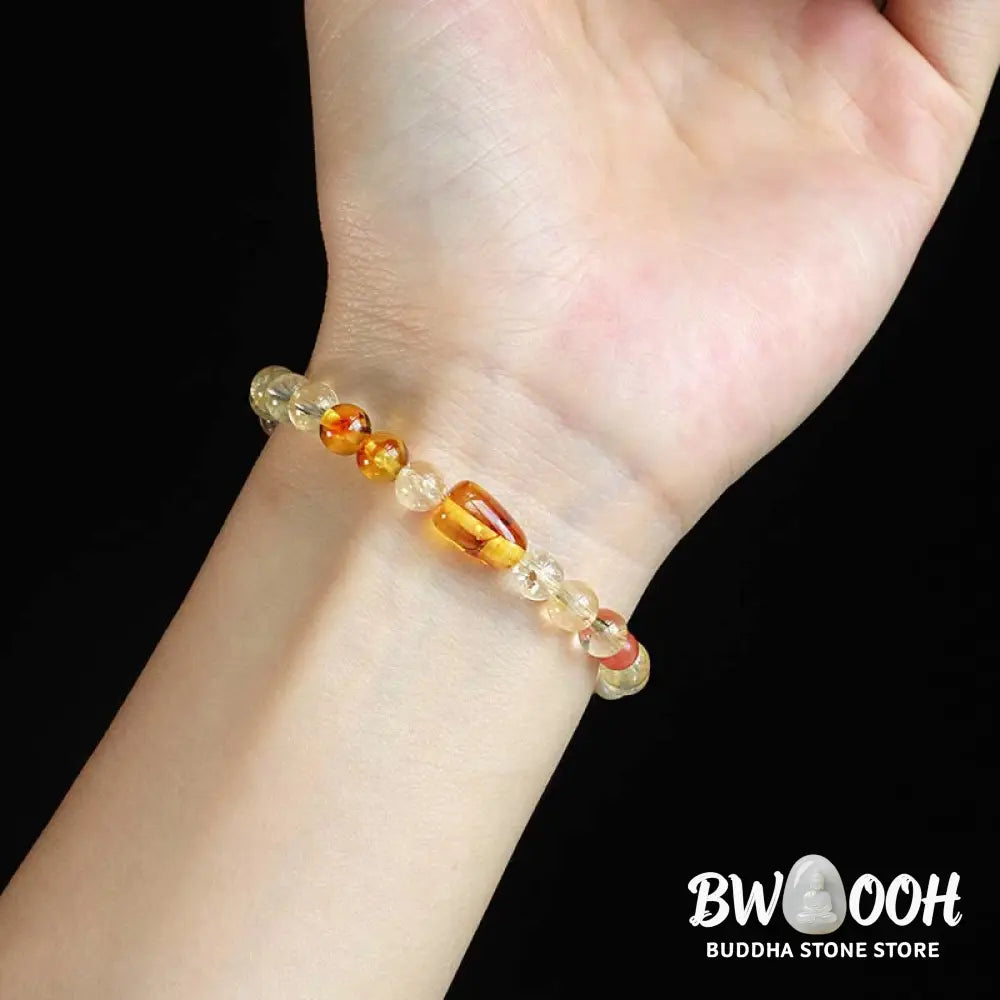 Buddha Stones Natural Citrine Pearl Topaz White Crystal Protection Bracelet - BWOOOH - Bracelet