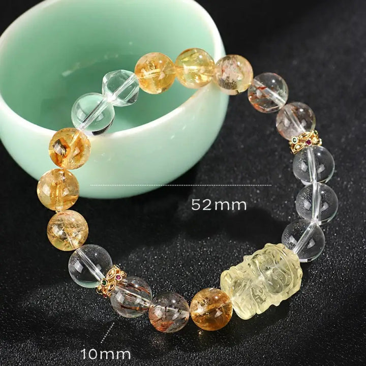 Buddha Stones Natural Citrine Pearl Topaz White Crystal Protection Bracelet - BWOOOH - Topaz Lemon Quartz(Wrist