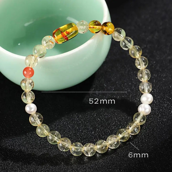 Buddha Stones Natural Citrine Pearl Topaz White Crystal Protection Bracelet - BWOOOH - Citrine Pearl(Wrist