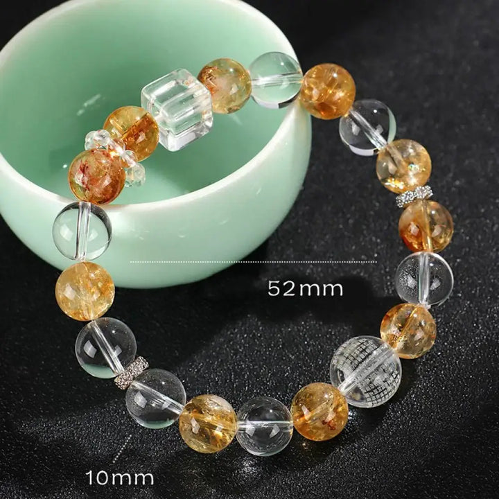Buddha Stones Natural Citrine Pearl Topaz White Crystal Protection Bracelet - BWOOOH - Topaz White Crystal(Wrist