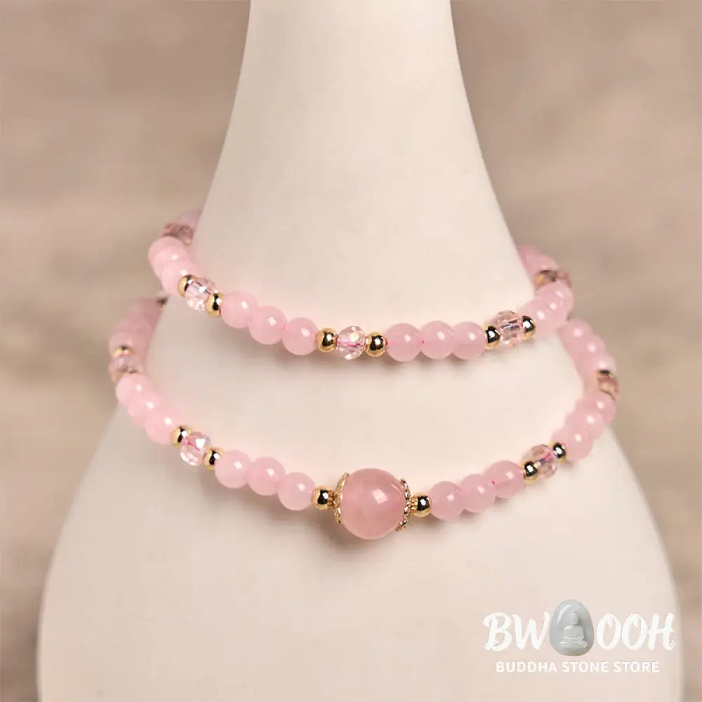 Buddha Stones Natural Citrine Pink Crystal Beads Pleasure Creativity Double Layer Bracelet - Bracelet