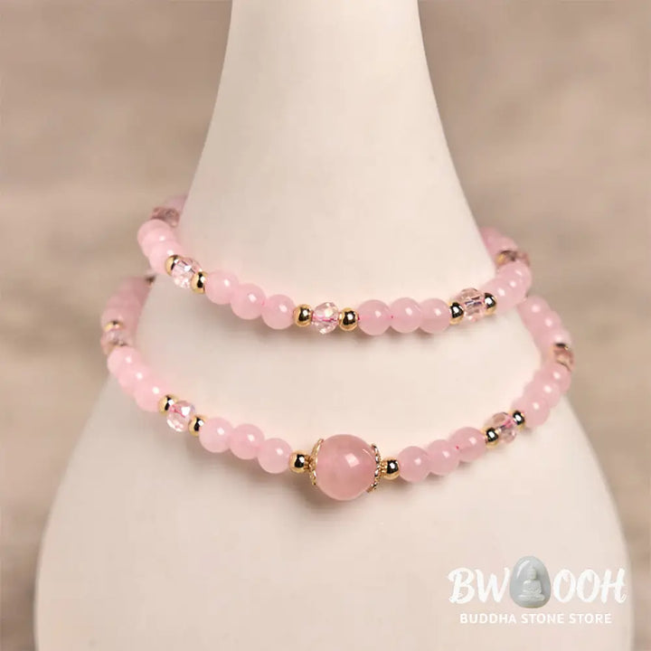 Buddha Stones Natural Citrine Pink Crystal Beads Pleasure Creativity Double Layer Bracelet - Bracelet