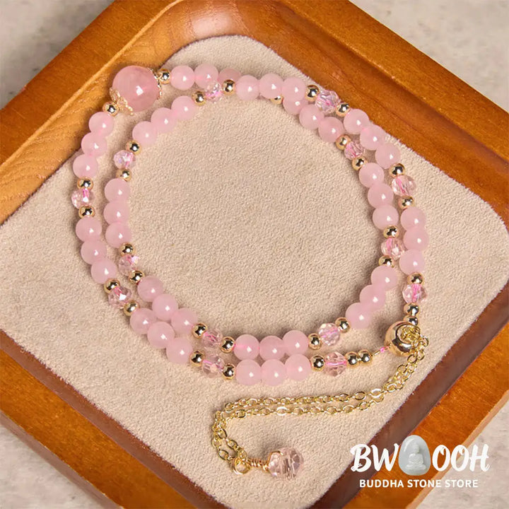 Buddha Stones Natural Citrine Pink Crystal Beads Pleasure Creativity Double Layer Bracelet - Bracelet