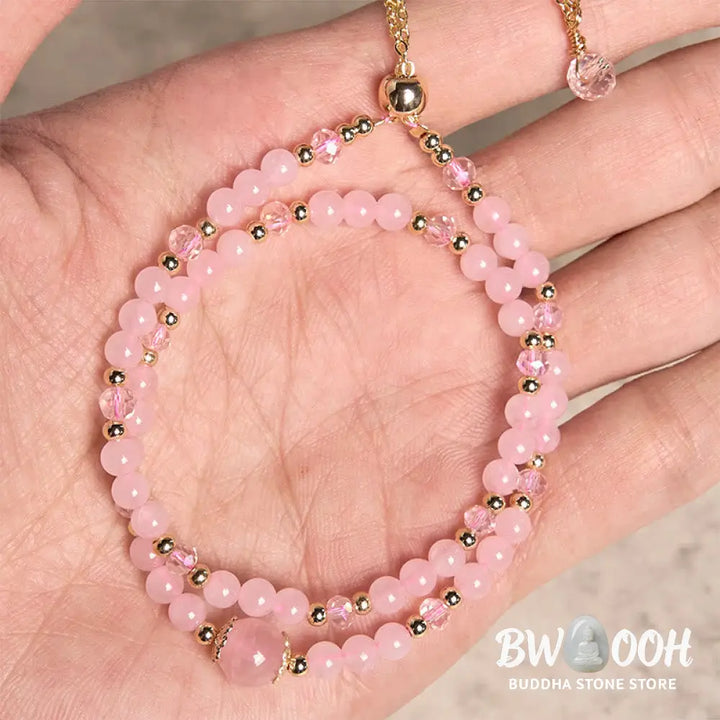 Buddha Stones Natural Citrine Pink Crystal Beads Pleasure Creativity Double Layer Bracelet - Bracelet