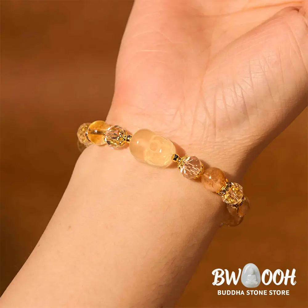Buddha Stones Natural Citrine Pixiu Prosperity Bracelet - BWOOOH - Citrine(Wrist Circumference: 17-18cm) - Bracelet