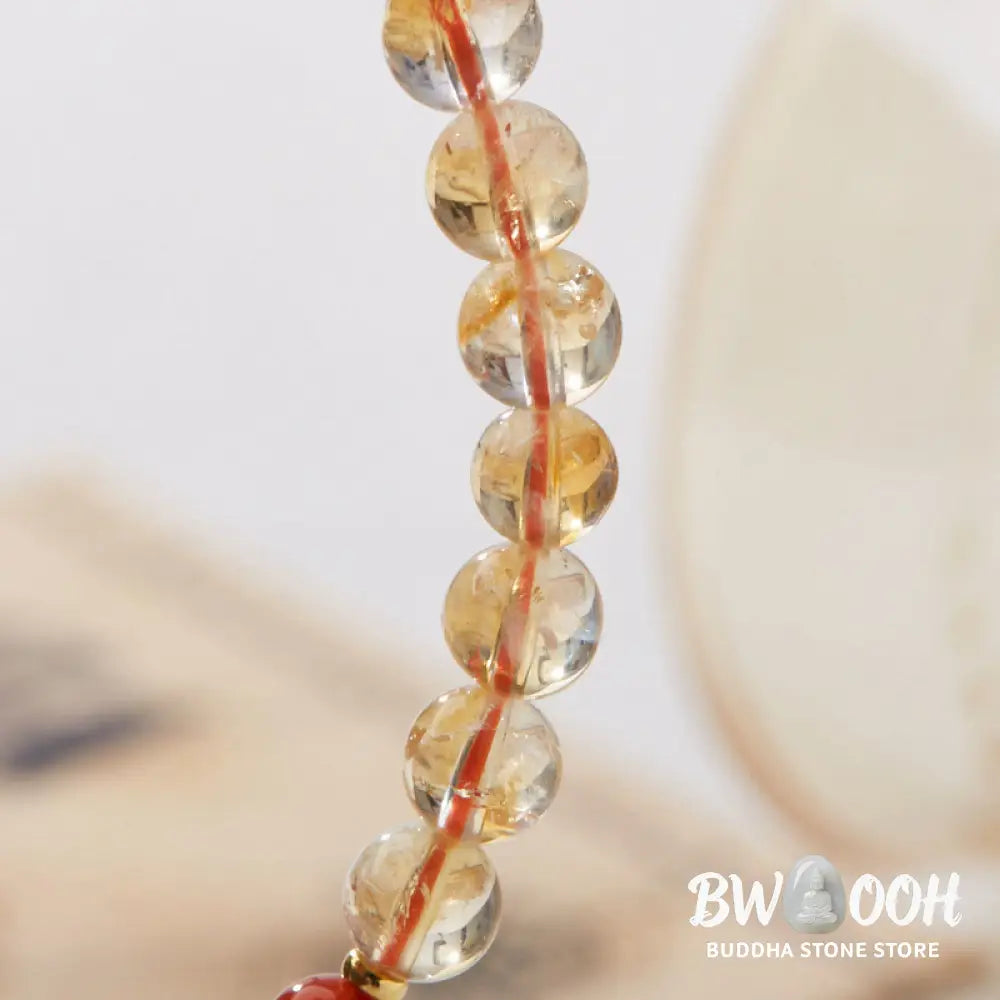 Buddha Stones Natural Citrine Red Agate Green Chalcedony Protection Bracelet - BWOOOH - Citrine (Wrist Circumference:
