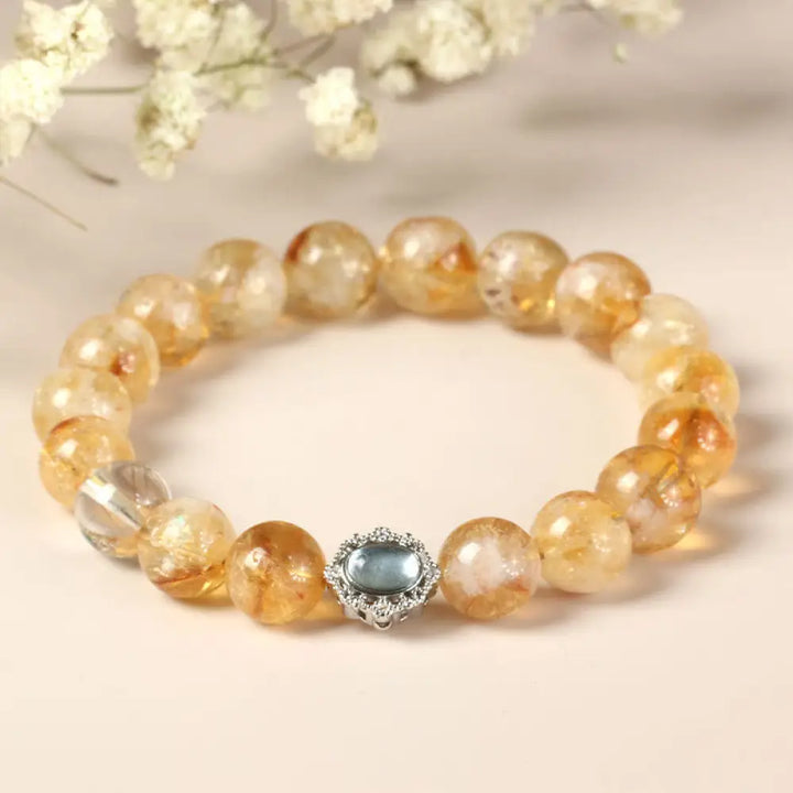 BWOOOH Natural Citrine Rutilated Quartz Prosperity Bracelet - BWOOOH - Citrine Rutilated Quartz(Wrist