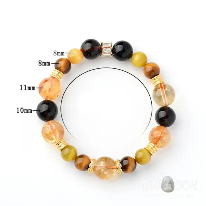 Buddha Stones Natural Citrine Smoky Quartz Tiger Eye Duobao Crystal Prosperity Bracelet - BWOOOH - Citrine Smoky Quartz