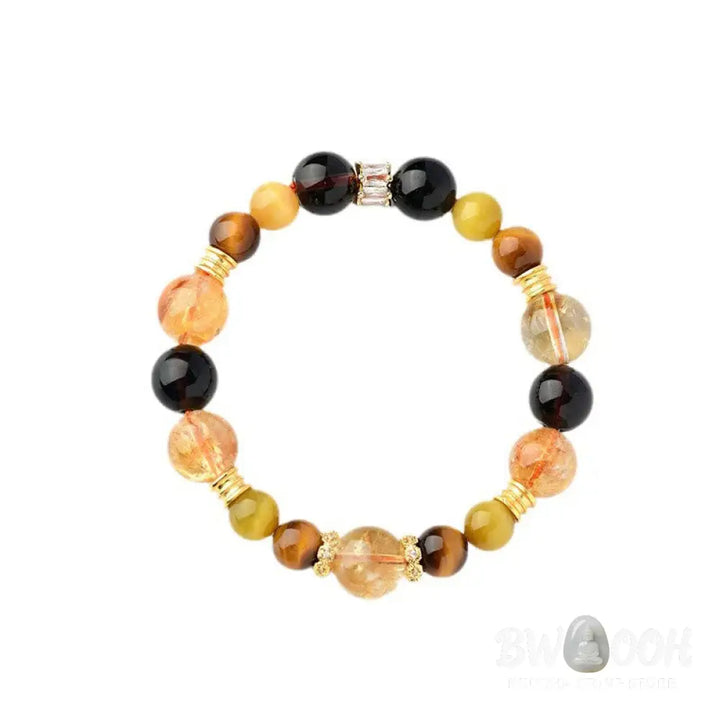 Buddha Stones Natural Citrine Smoky Quartz Tiger Eye Duobao Crystal Prosperity Bracelet - BWOOOH - Citrine Smoky Quartz