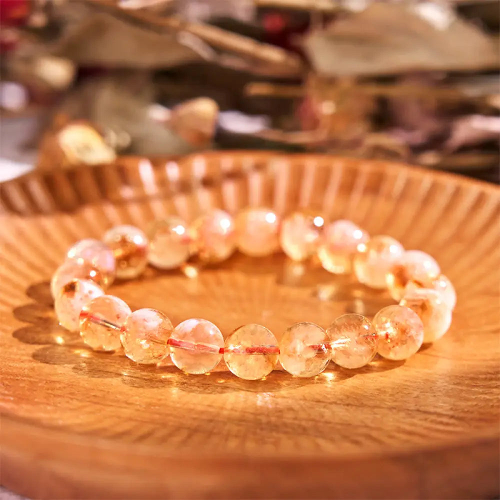 BWOOOH Natural Citrine Snowflake Crystal Prosperity Bracelet - BWOOOH - Citrine-6mm(Wrist Circumference: