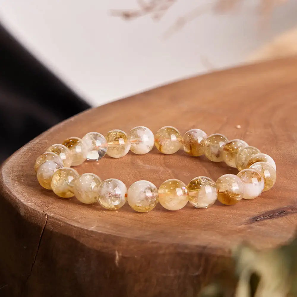 BWOOOH Natural Citrine Snowflake Crystal Prosperity Bracelet — Citrine crystal healing bracelet for spiritual healing and ...