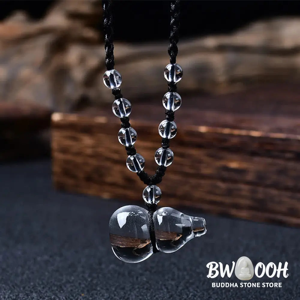 Buddha Stones Natural Clear Quartz Gourd Protection Beads Rope Necklace - BWOOOH - Necklace
