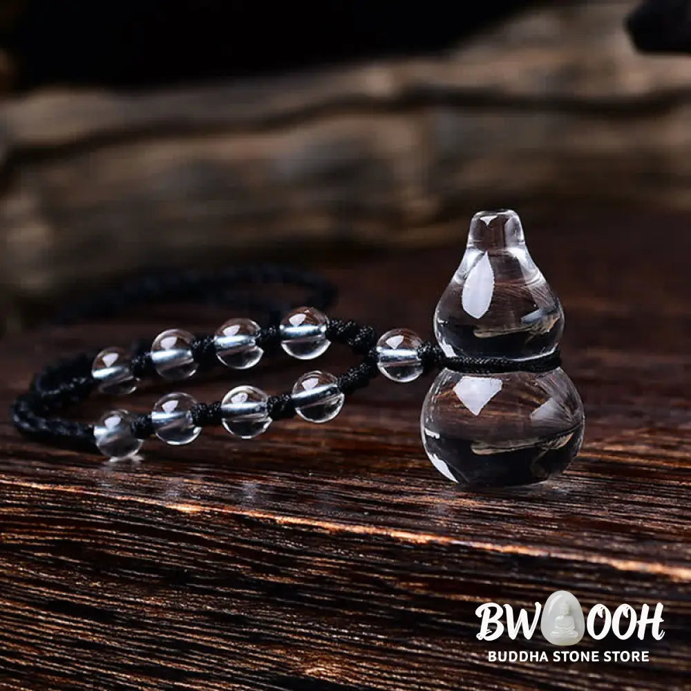 Buddha Stones Natural Clear Quartz Gourd Protection Beads Rope Necklace - BWOOOH - Necklace