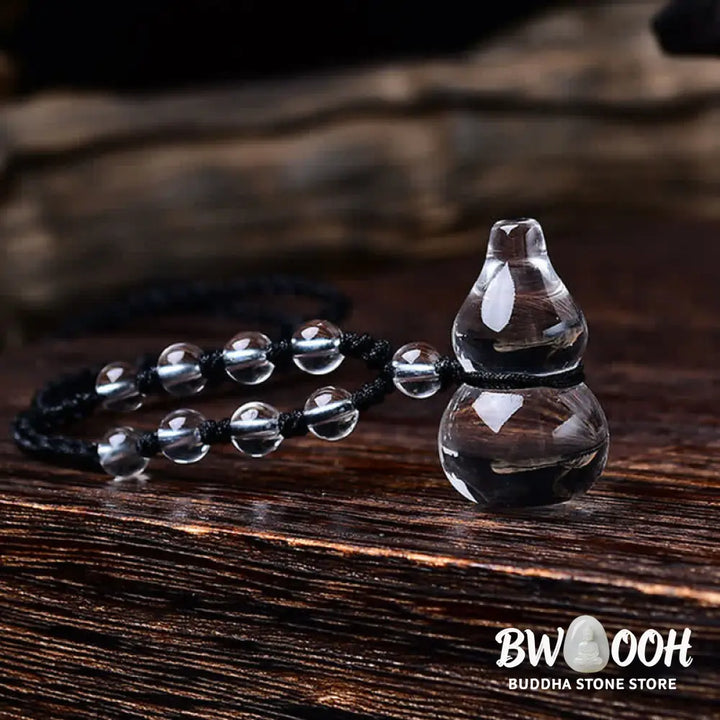 Buddha Stones Natural Clear Quartz Gourd Protection Beads Rope Necklace - BWOOOH - Necklace