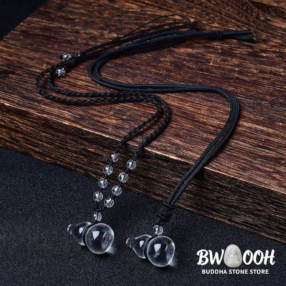 Buddha Stones Natural Clear Quartz Gourd Protection Beads Rope Necklace - BWOOOH - Necklace
