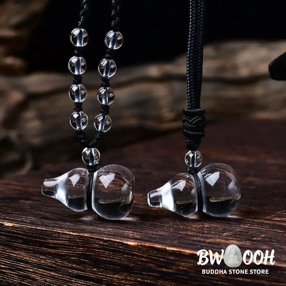 Buddha Stones Natural Clear Quartz Gourd Protection Beads Rope Necklace - BWOOOH - Necklace