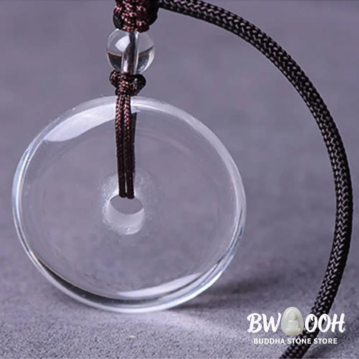 Buddha Stones Natural Clear Quartz Peace Buckle Protection Rope Necklace - BWOOOH - Necklace