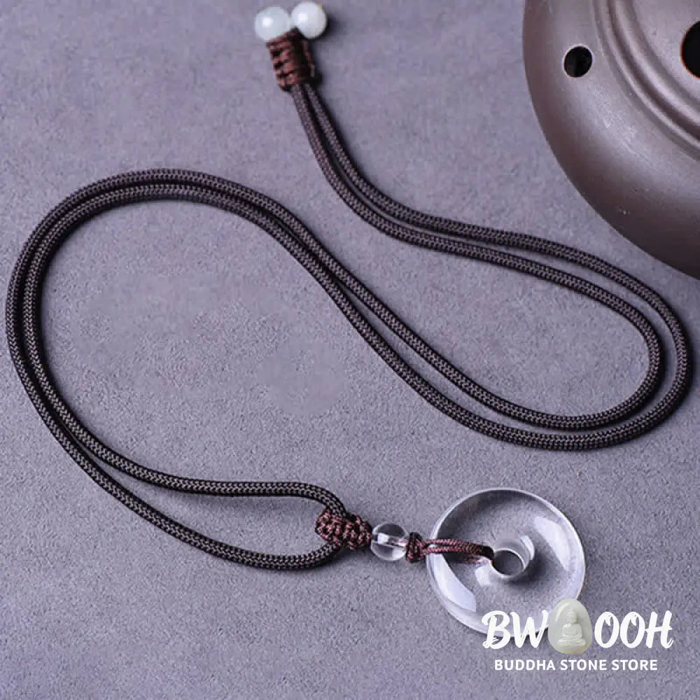 Buddha Stones Natural Clear Quartz Peace Buckle Protection Rope Necklace - BWOOOH - Necklace