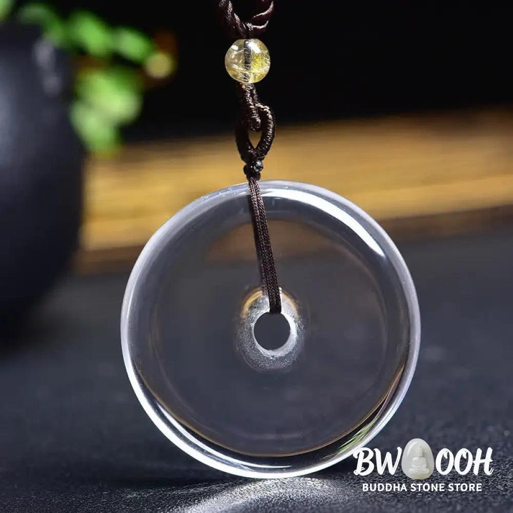 Buddha Stones Natural Clear Quartz Peace Buckle Protection Rope Necklace - BWOOOH - Necklace