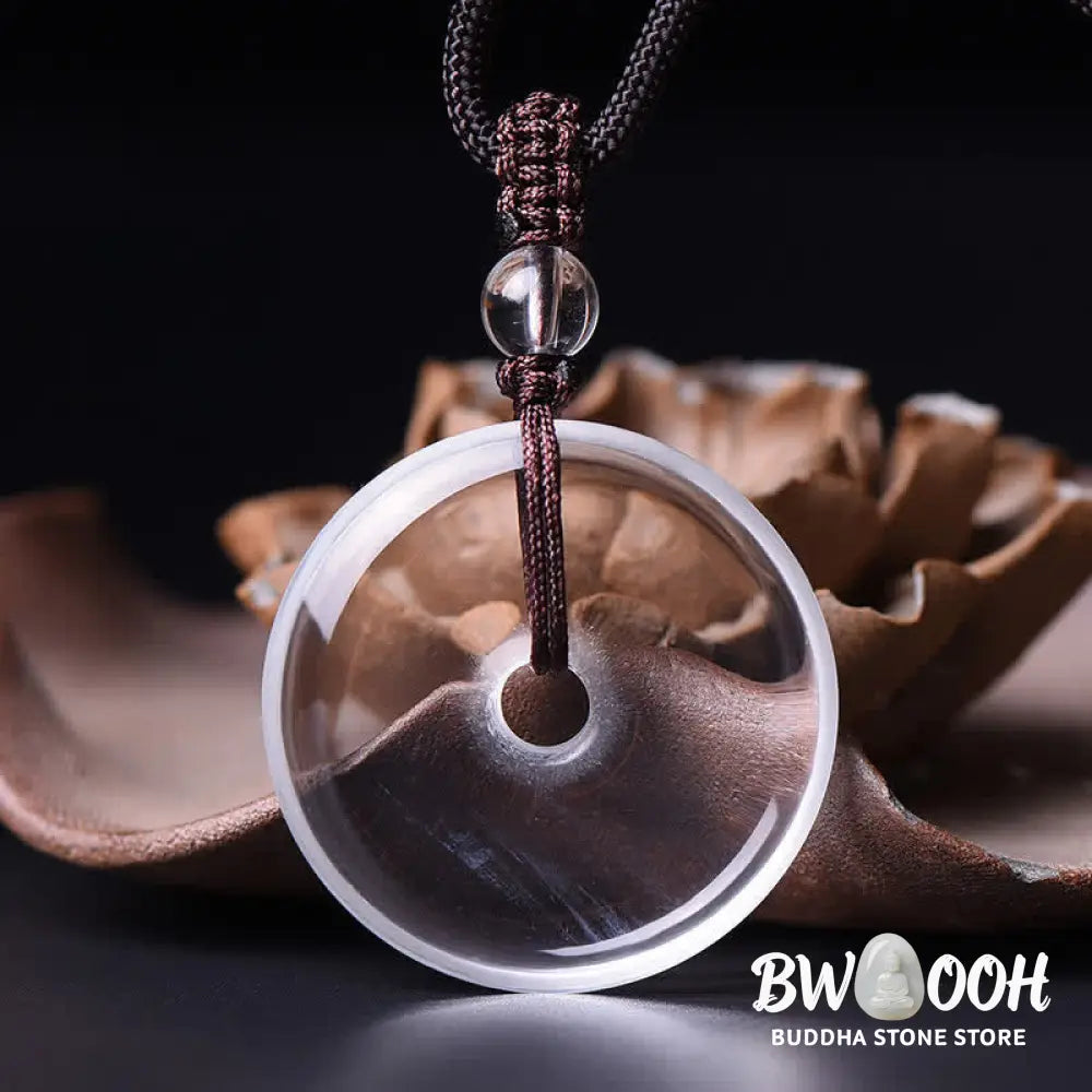 Buddha Stones Natural Clear Quartz Peace Buckle Protection Rope Necklace - BWOOOH - Necklace
