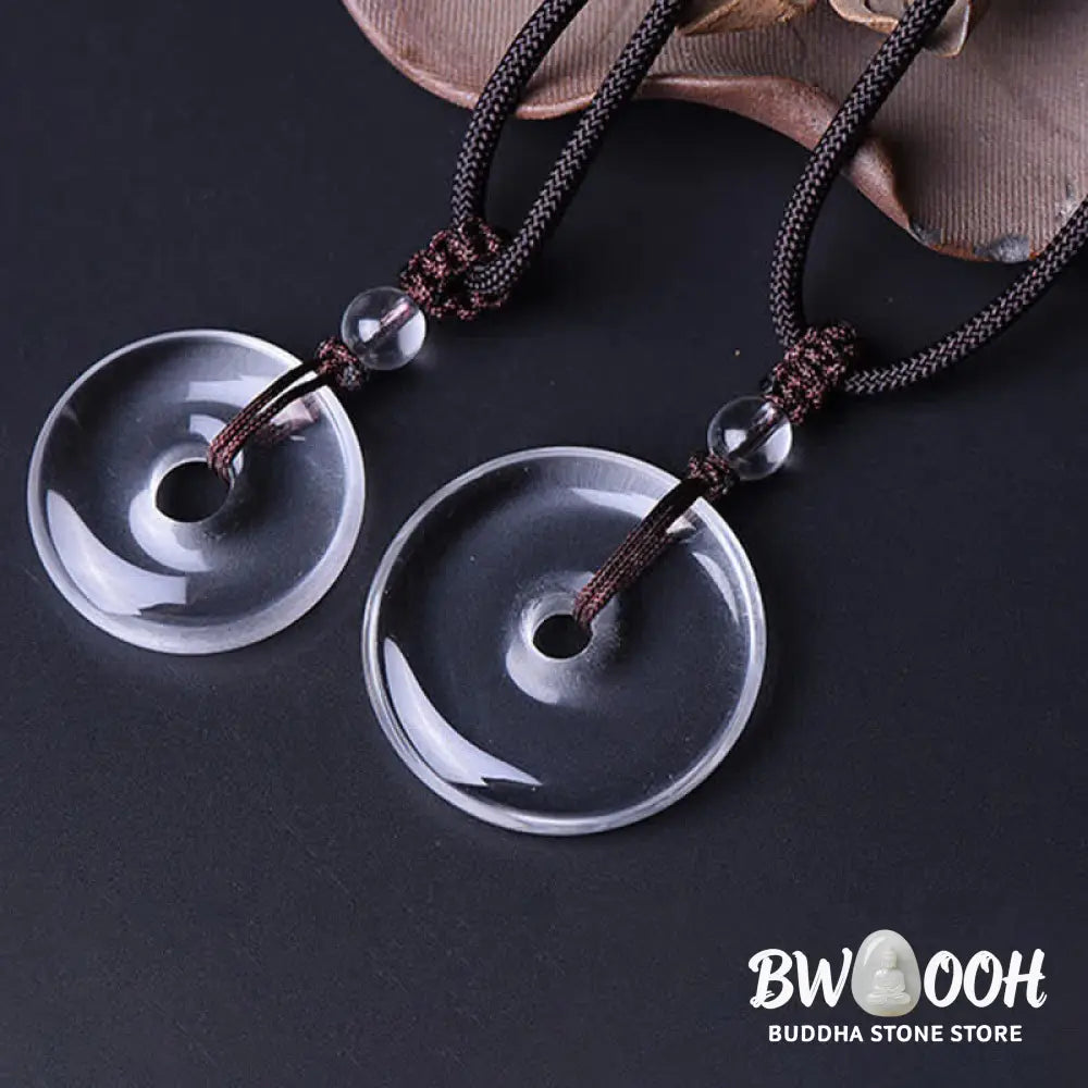 Buddha Stones Natural Clear Quartz Peace Buckle Protection Rope Necklace - BWOOOH - Necklace