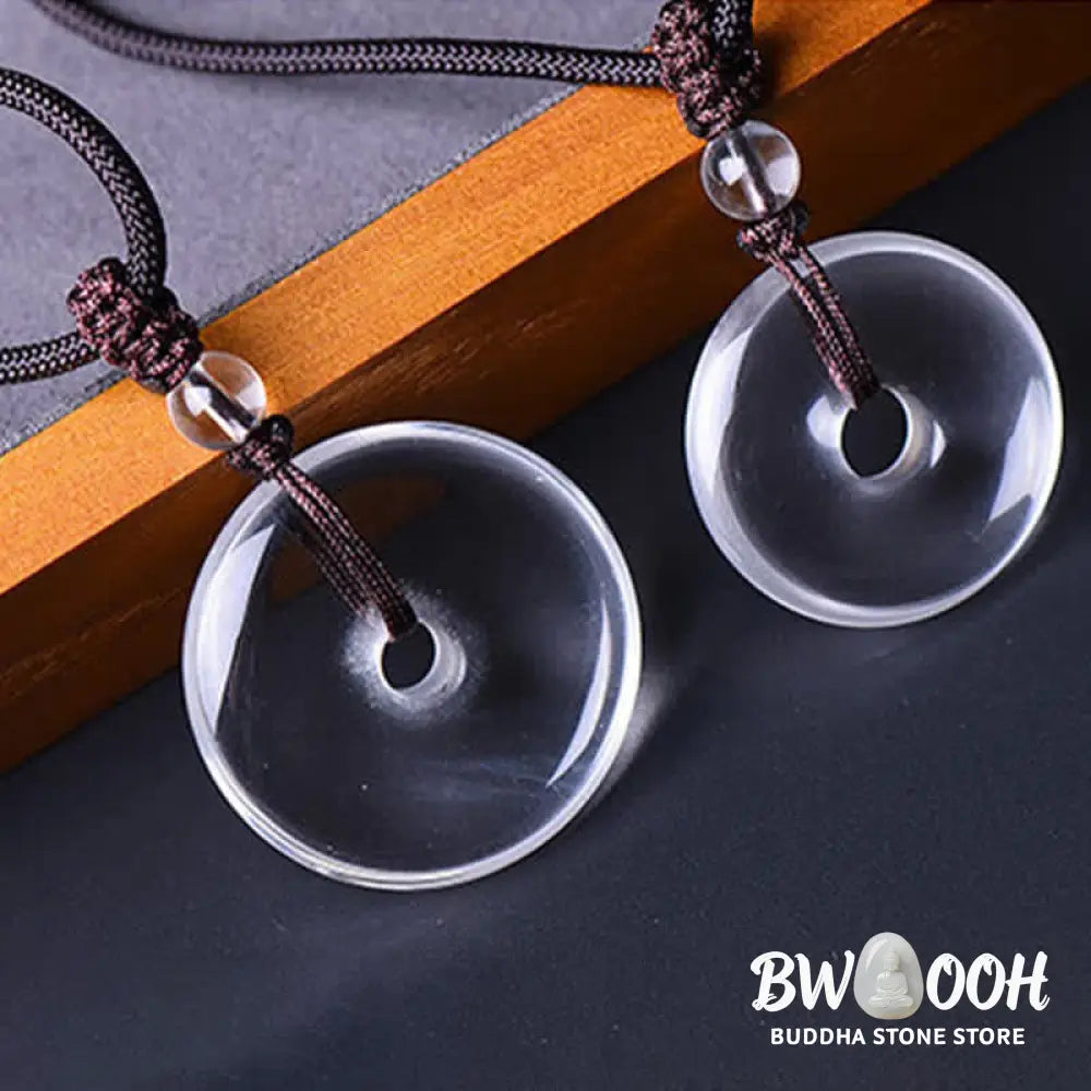 Buddha Stones Natural Clear Quartz Peace Buckle Protection Rope Necklace - BWOOOH - Necklace