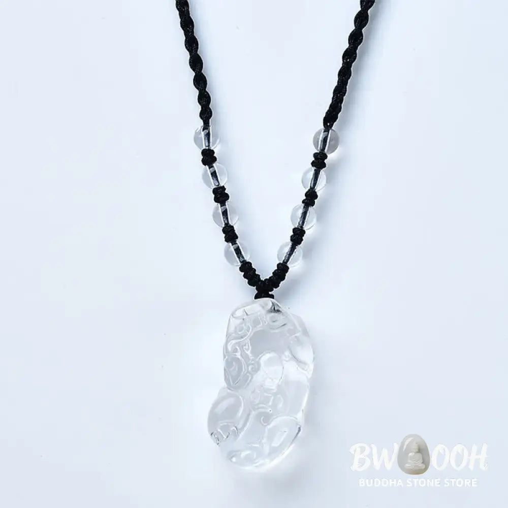 Buddha Stones Natural Clear Quartz Pixiu Clarity Beads Rope Necklace - BWOOOH - Necklace