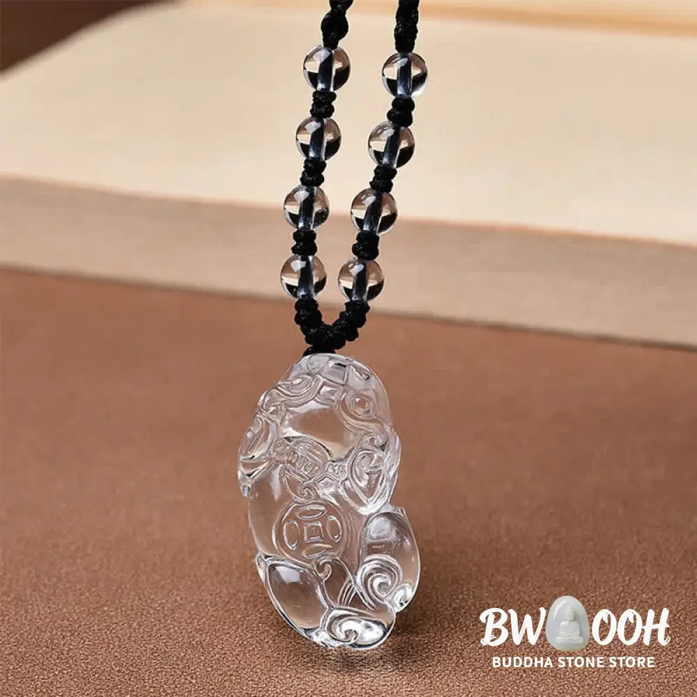 Buddha Stones Natural Clear Quartz Pixiu Clarity Beads Rope Necklace - BWOOOH - Necklace