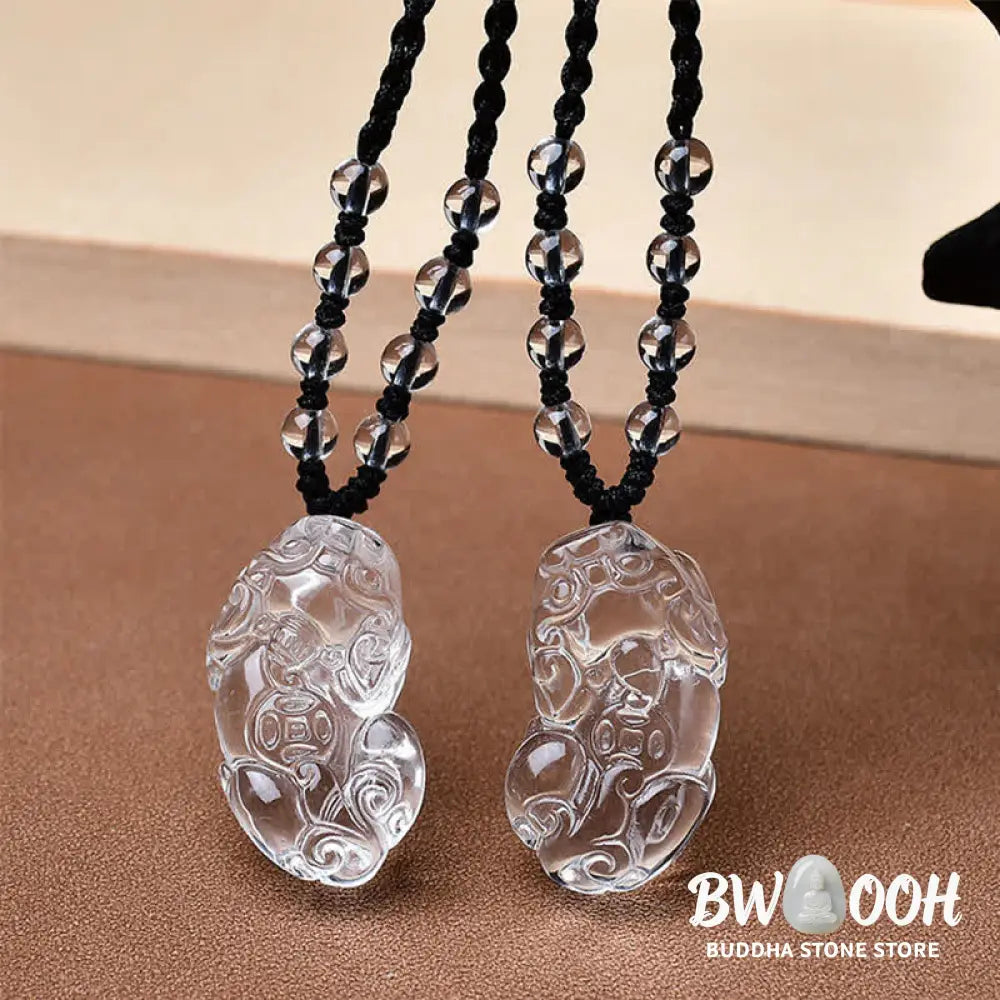 Buddha Stones Natural Clear Quartz Pixiu Clarity Beads Rope Necklace - BWOOOH - Necklace