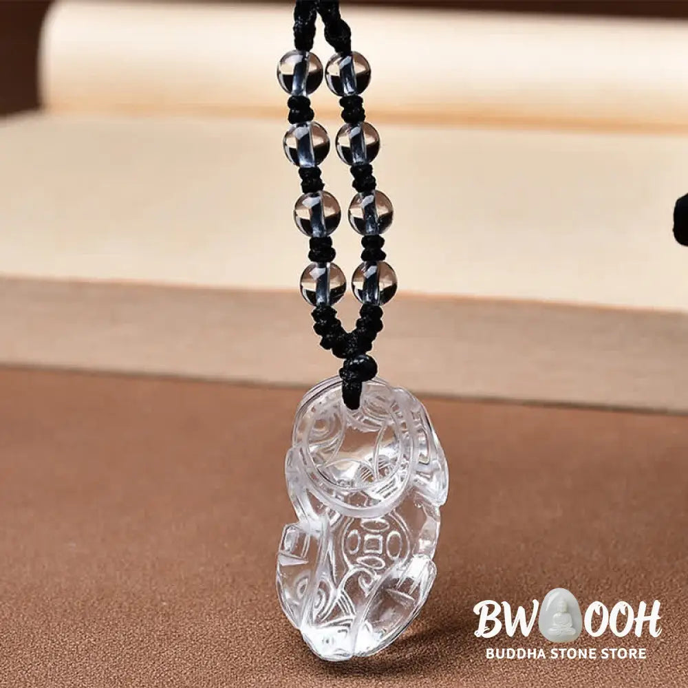 Buddha Stones Natural Clear Quartz Pixiu Clarity Beads Rope Necklace - BWOOOH - Necklace
