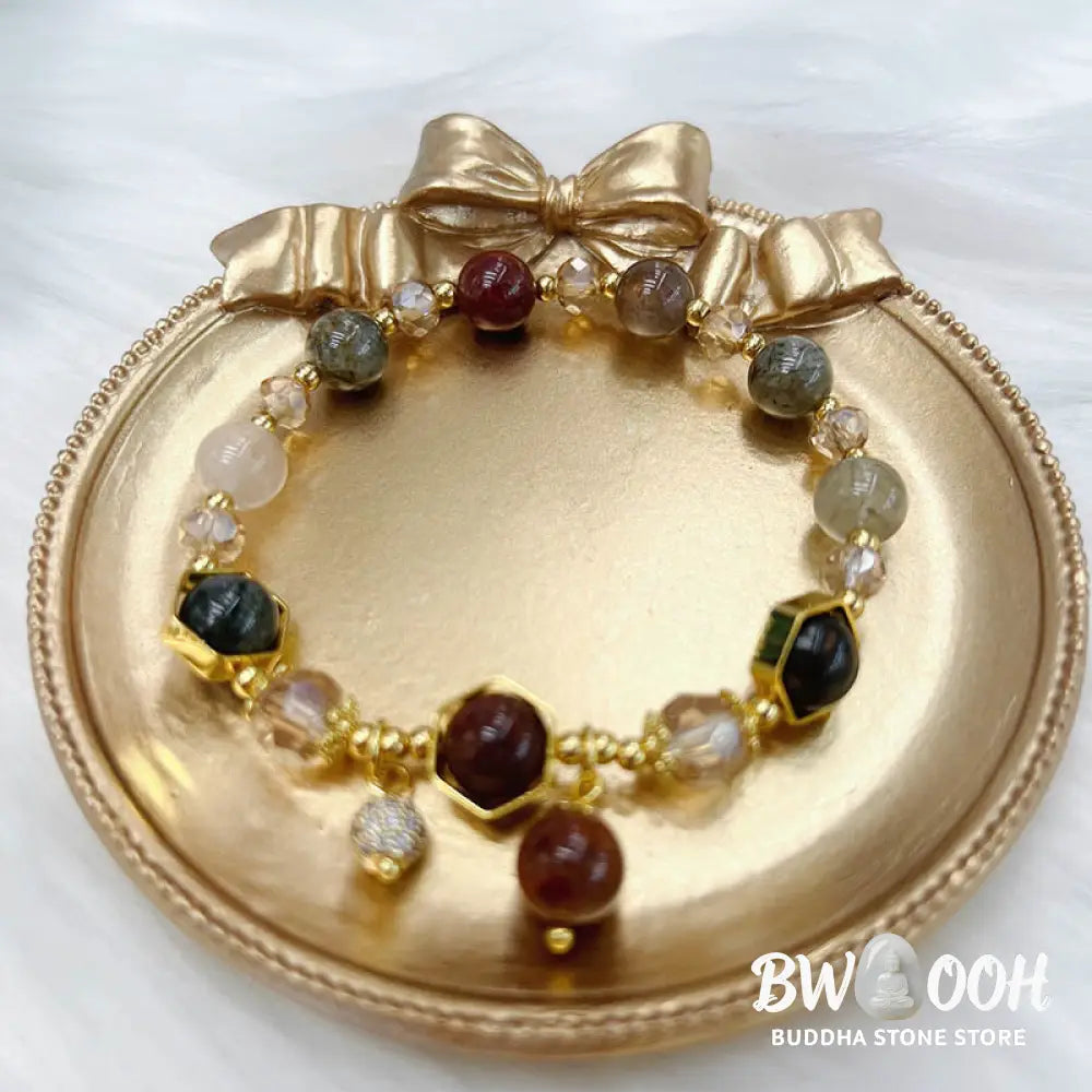 Buddha Stones Natural Colored Rutilated Quartz Amethyst Protection Bracelet - BWOOOH - Rutilated Quartz (Wrist