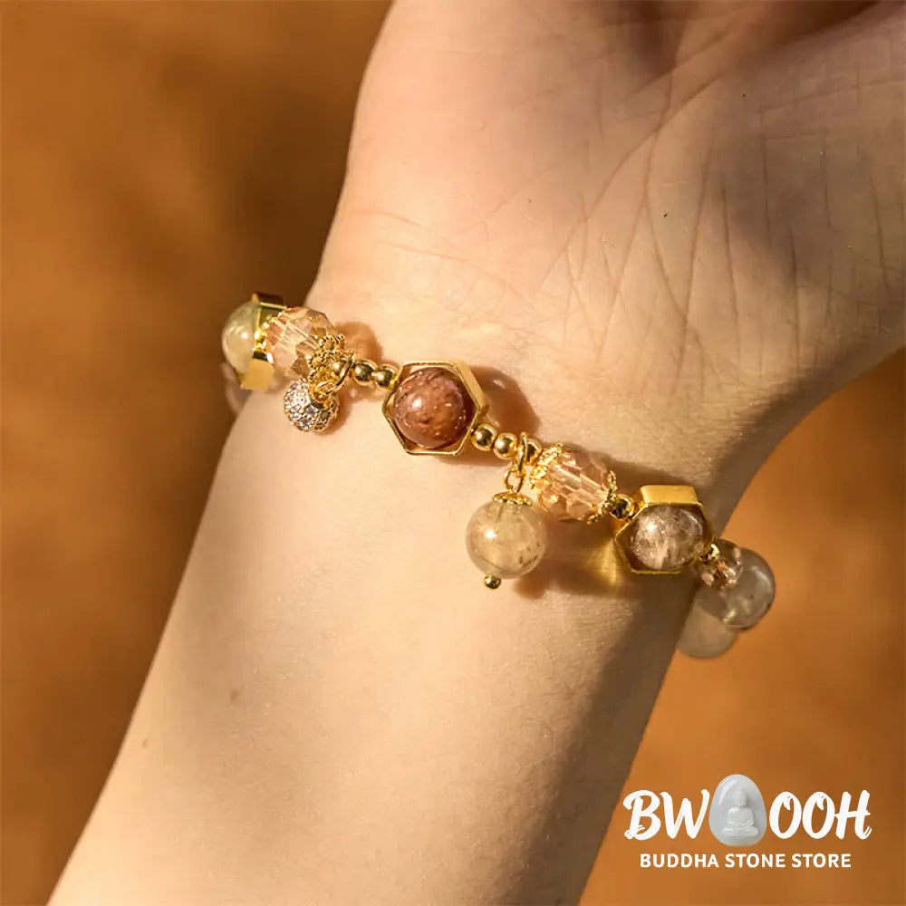 Buddha Stones Natural Colored Rutilated Quartz Amethyst Protection Bracelet - BWOOOH - Rutilated Quartz (Wrist