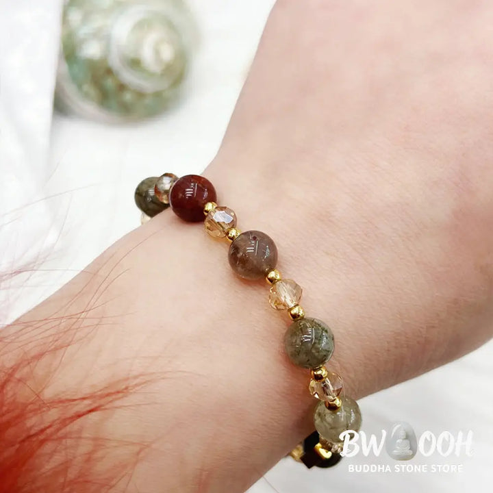 Buddha Stones Natural Colored Rutilated Quartz Amethyst Protection Bracelet - BWOOOH - Rutilated Quartz (Wrist