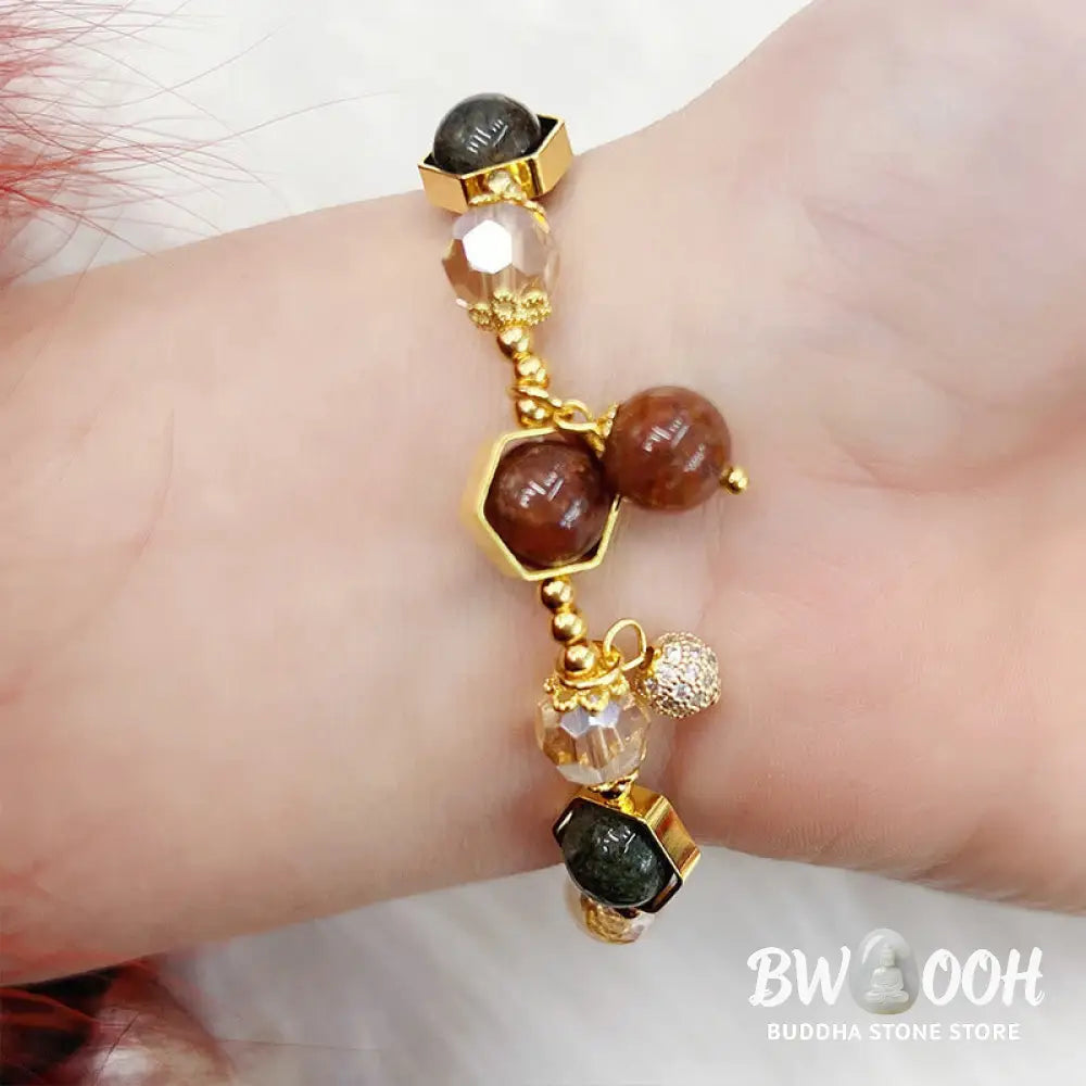 Buddha Stones Natural Colored Rutilated Quartz Amethyst Protection Bracelet - BWOOOH - Rutilated Quartz (Wrist