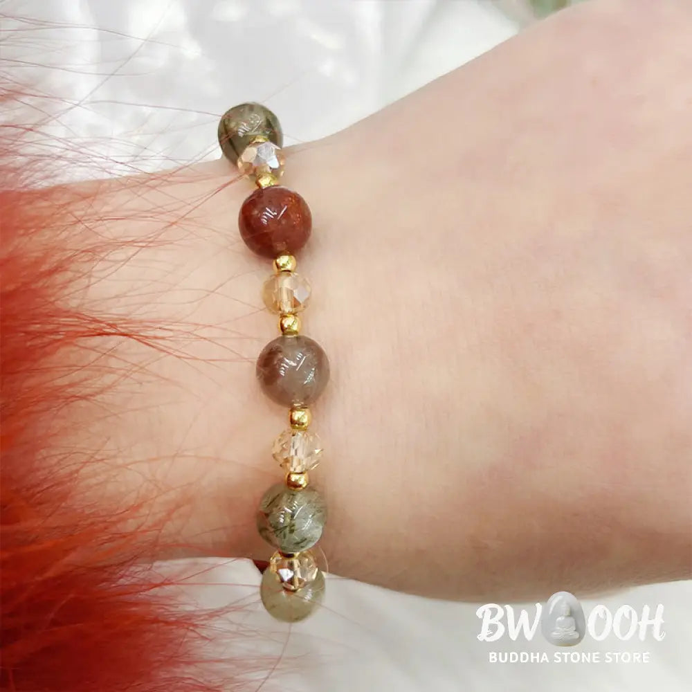 Buddha Stones Natural Colored Rutilated Quartz Amethyst Protection Bracelet - BWOOOH - Rutilated Quartz (Wrist