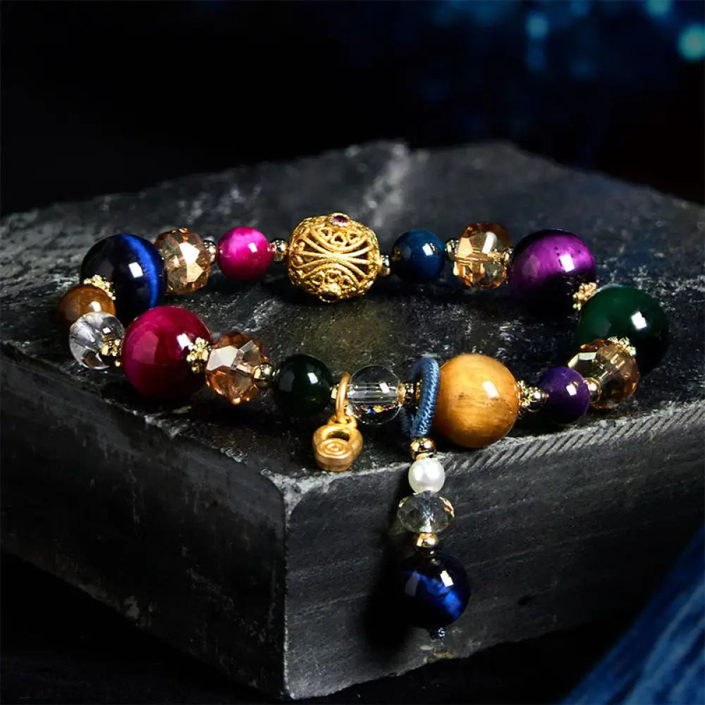 BWOOOH Natural Colored Tiger Eye Stone Weight Balance Bracelet — Tiger Eye crystal healing bracelet for spiritual healing ...