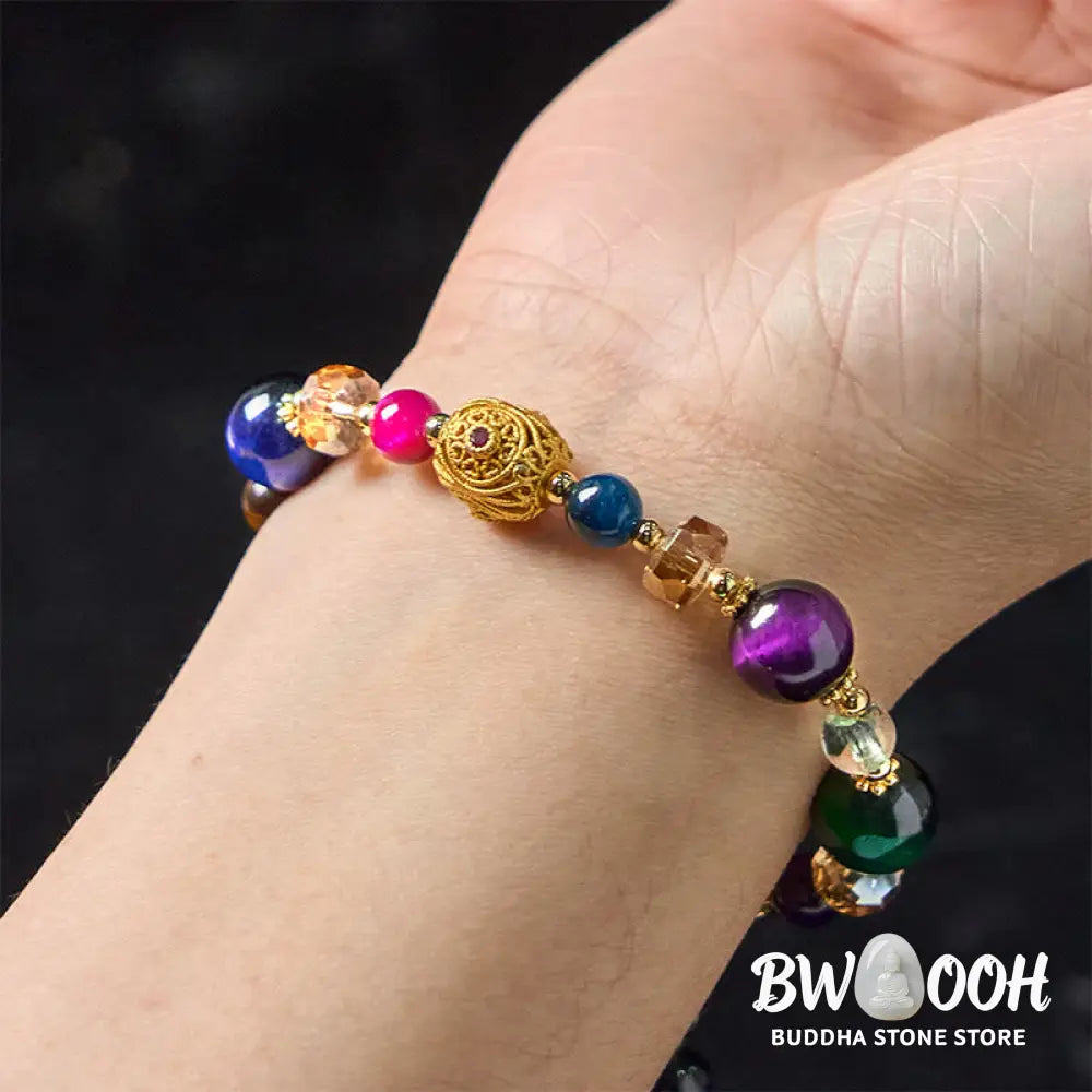 Buddha Stones Natural Colored Tiger Eye Stone Weight Balance Bracelet - BWOOOH - Colored Tiger Eye(Wrist Circumference: