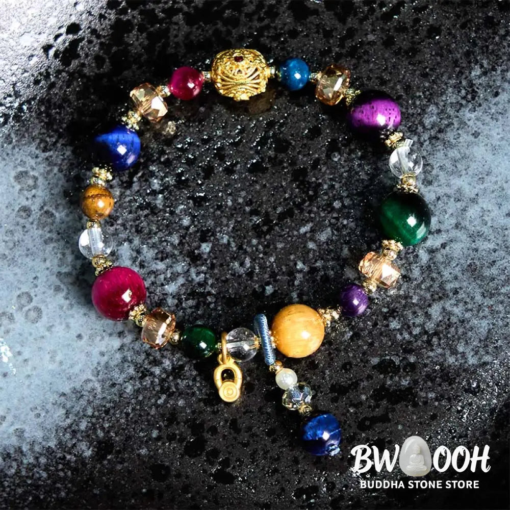 Buddha Stones Natural Colored Tiger Eye Stone Weight Balance Bracelet - BWOOOH - Colored Tiger Eye(Wrist Circumference: