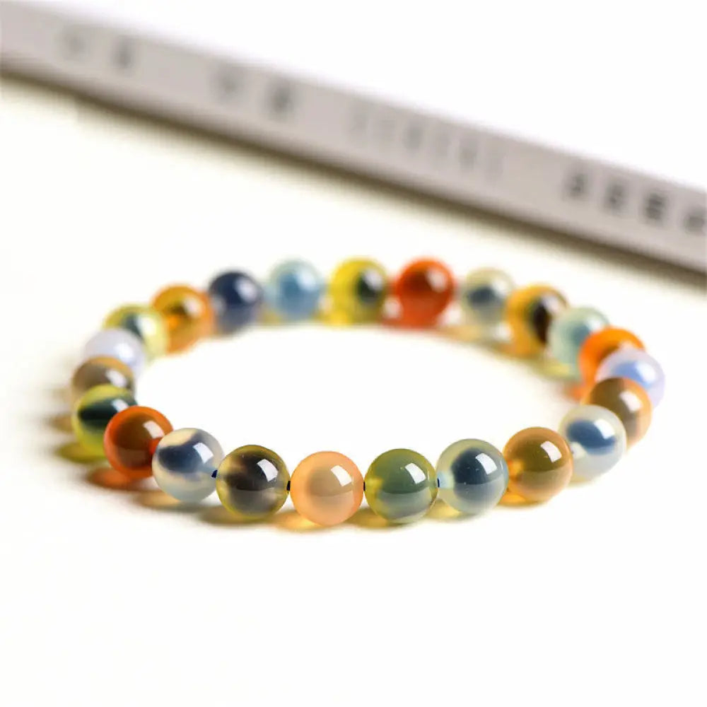 BWOOOH Natural Colorful Candy Agate Harmony Strength Bead Bracelet - Colorful Candy Agate / 8mm(23 Beads)