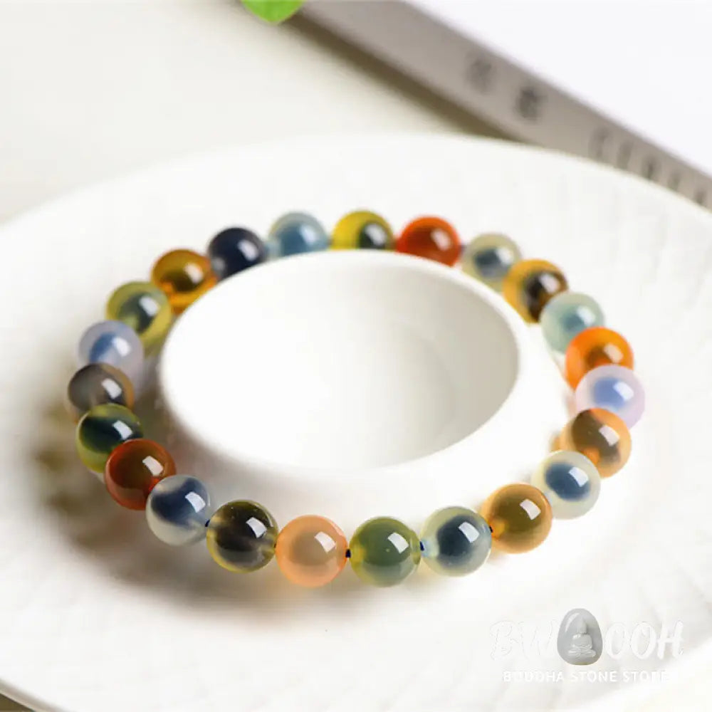 BWOOOH Natural Colorful Candy Agate Harmony Strength Bead Bracelet | spiritual healing bracelet