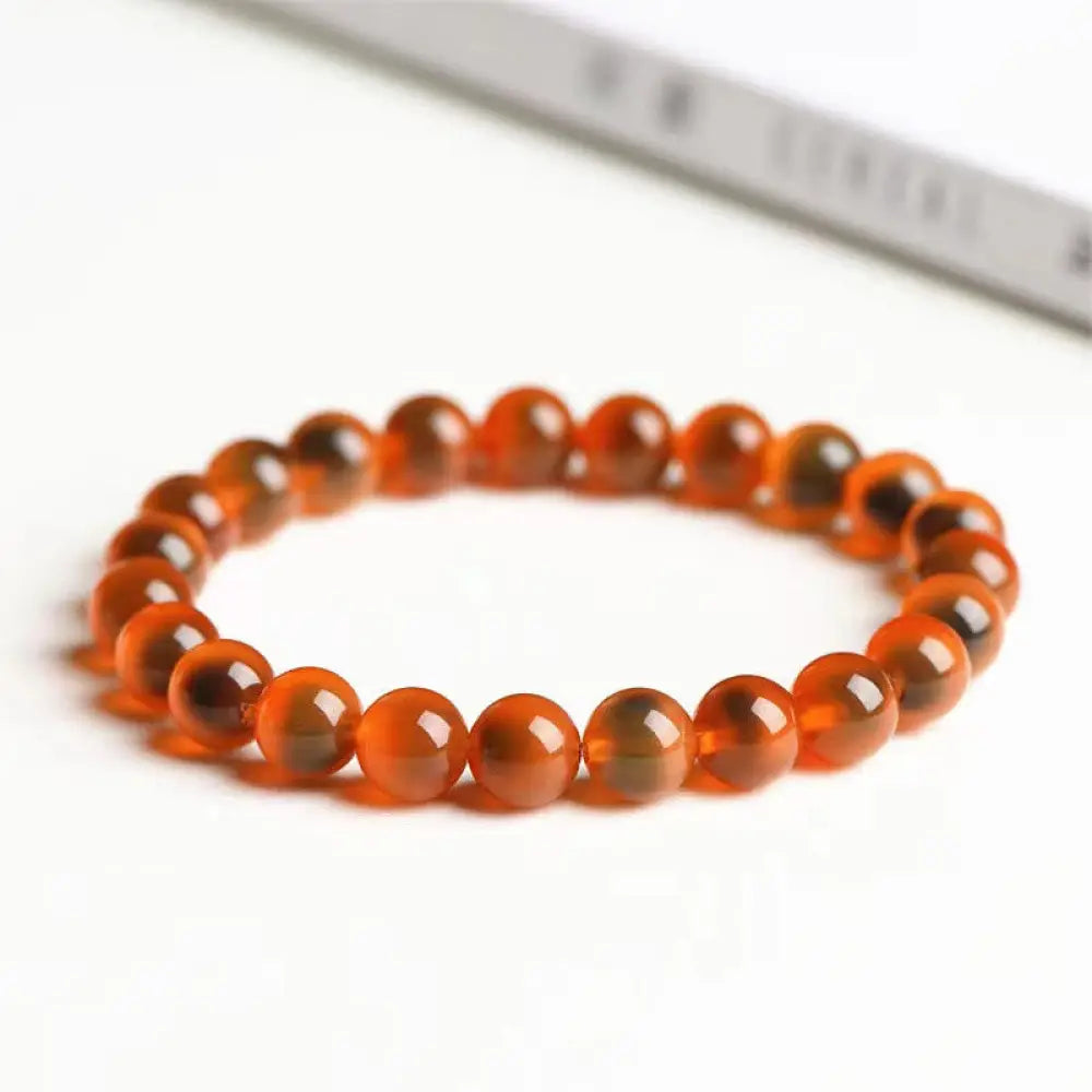 BWOOOH Natural Colorful Candy Agate Harmony Strength Bead Bracelet - Orange Candy Agate / 8mm(23 Beads)