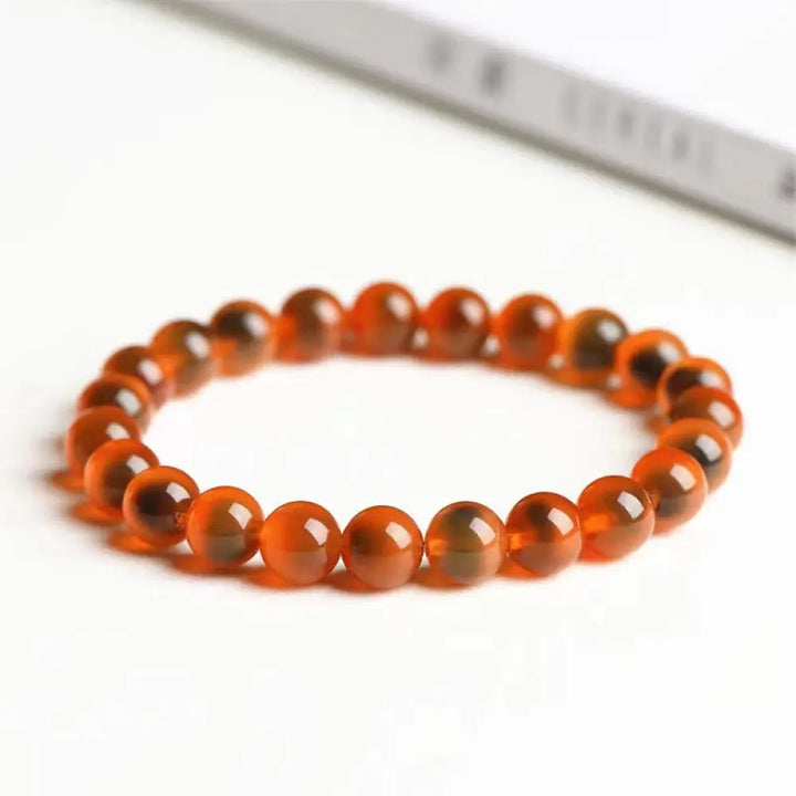 BWOOOH Natural Colorful Candy Agate Harmony Strength Bead Bracelet - Orange Candy Agate / 8mm(23 Beads)