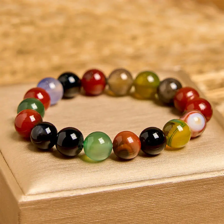 Buddha Stones Natural Colorful Chalcedony Agate Harmony Bracelet - BWOOOH - 10mm(Wrist Circumference 14-16cm) - Bracelet