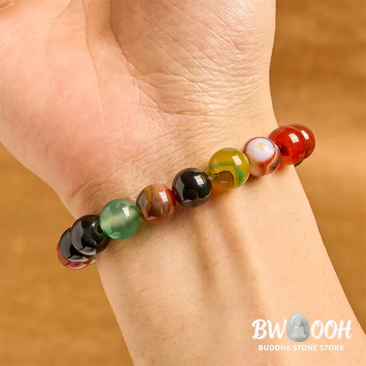 Buddha Stones Natural Colorful Chalcedony Agate Harmony Bracelet - BWOOOH - Bracelet