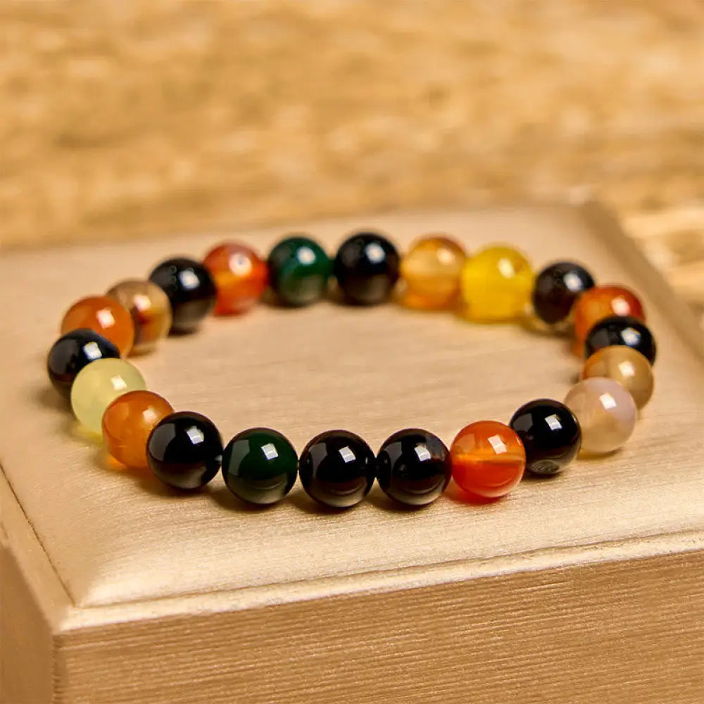 BWOOOH Natural Colorful Chalcedony Agate Harmony Bracelet — Agate crystal healing bracelet for spiritual healing and mindf...