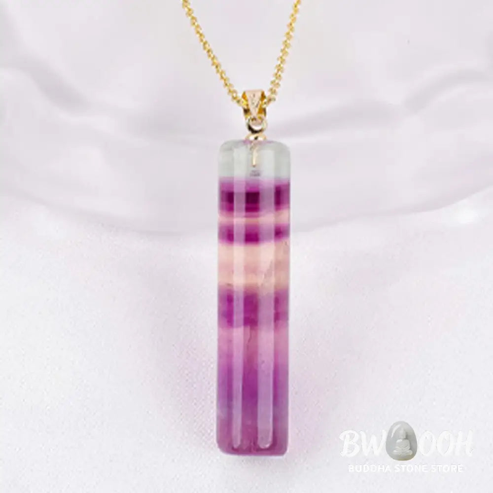 Buddha Stones Natural Colorful Fluorite Cylindrical Protection Necklace Pendant - BWOOOH - Natural Fluorite(Color Shape