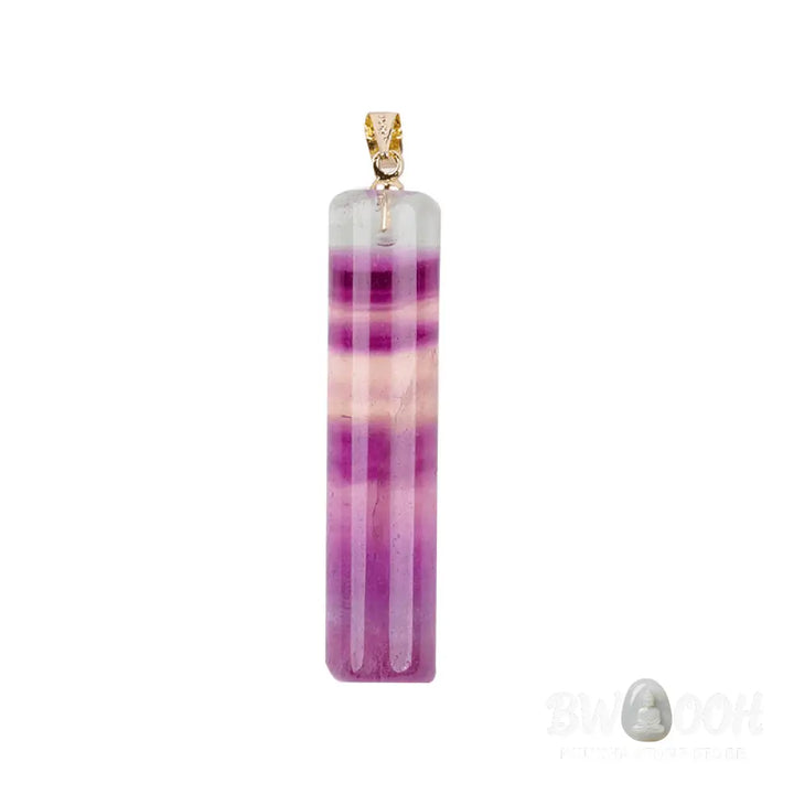 Buddha Stones Natural Colorful Fluorite Cylindrical Protection Necklace Pendant - BWOOOH - Natural Fluorite(Color Shape