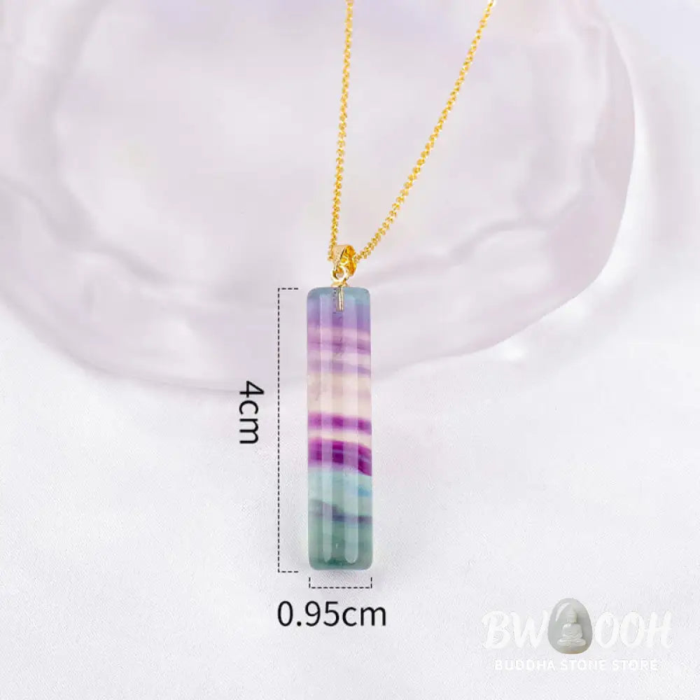 Buddha Stones Natural Colorful Fluorite Cylindrical Protection Necklace Pendant - BWOOOH - Natural Fluorite(Color Shape