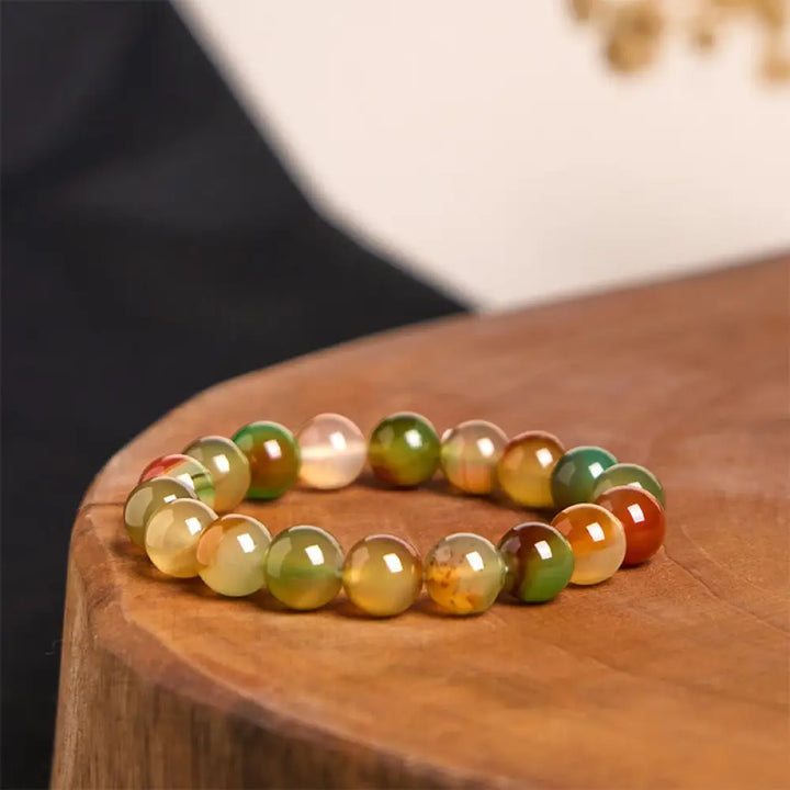 BWOOOH Natural Colorful Peacock Agate Courage Purify Bracelet — Agate crystal healing bracelet for spiritual healing and m...